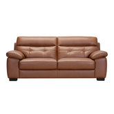 Smooth leather couch close-up – stylish sofa design, pure leather couch, arm detail, tan